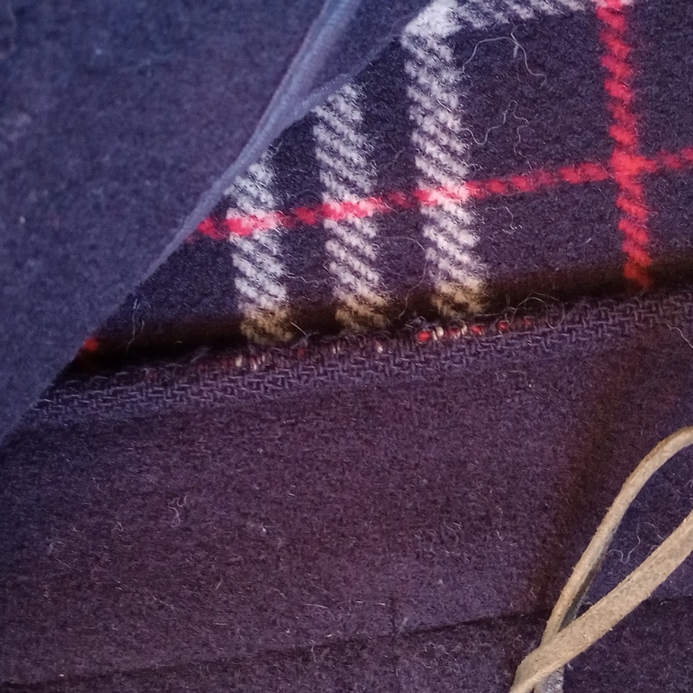 Burberry Blue Label Duffle Coat Nova Check Navy Gray Red 100% Melton Wool Small - Picture 10 of 10